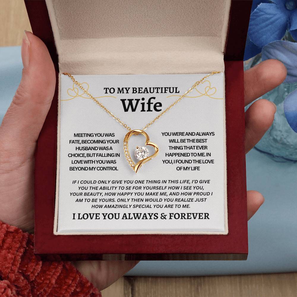 TO MY BEAUTIFUL WIFE | Gift for your Wife | Forever Love Necklace