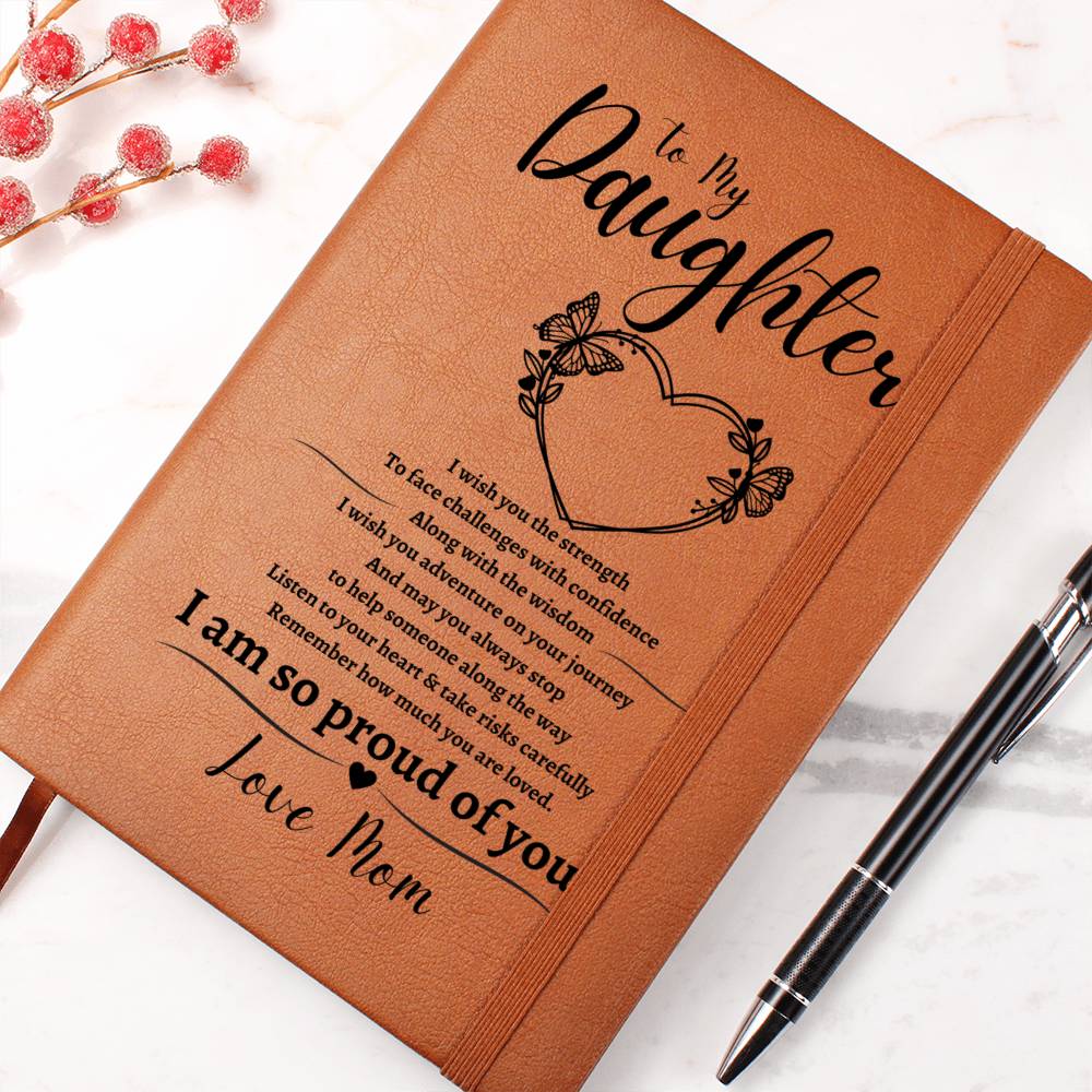 TO MY DAUGHTER HEART | Love Mom | Leather Journal