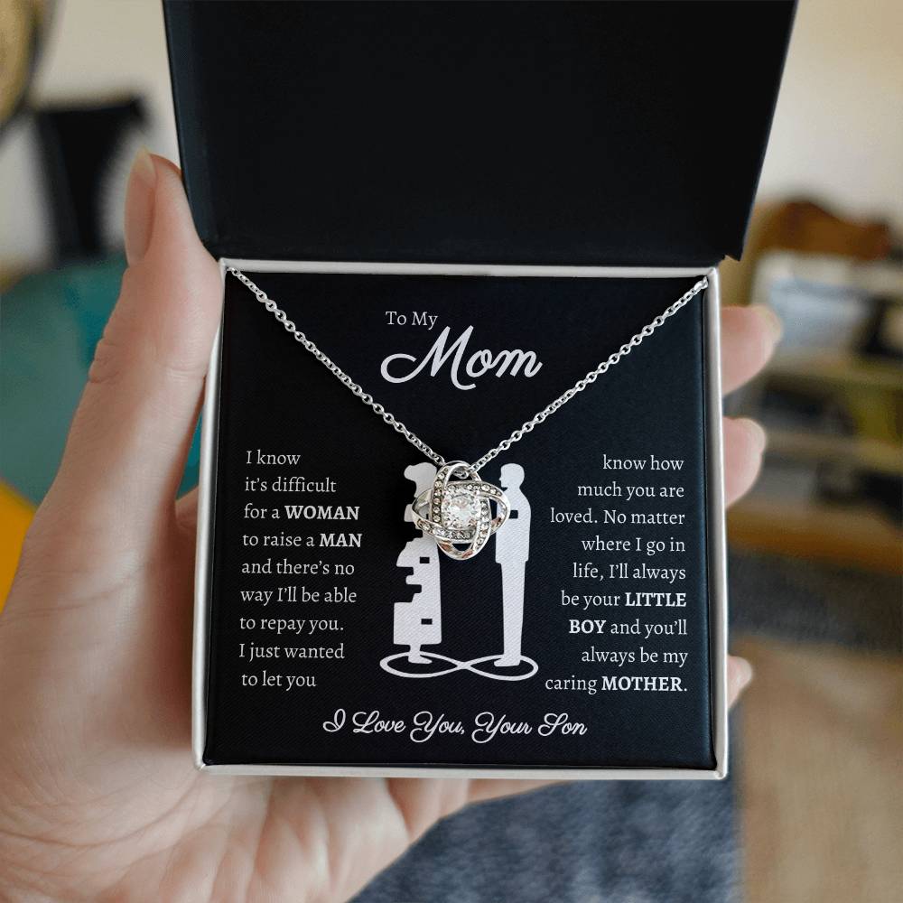 TO MY MOM | Woman Raise a Man | Black | Love Knot Necklace