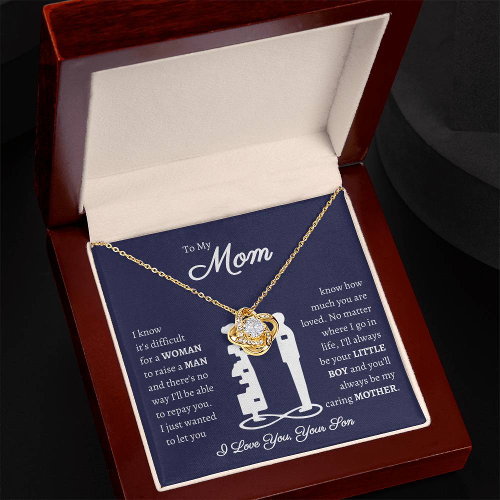 TO MY MOM | Woman Raise a Man | Blue | Love Knot Necklace