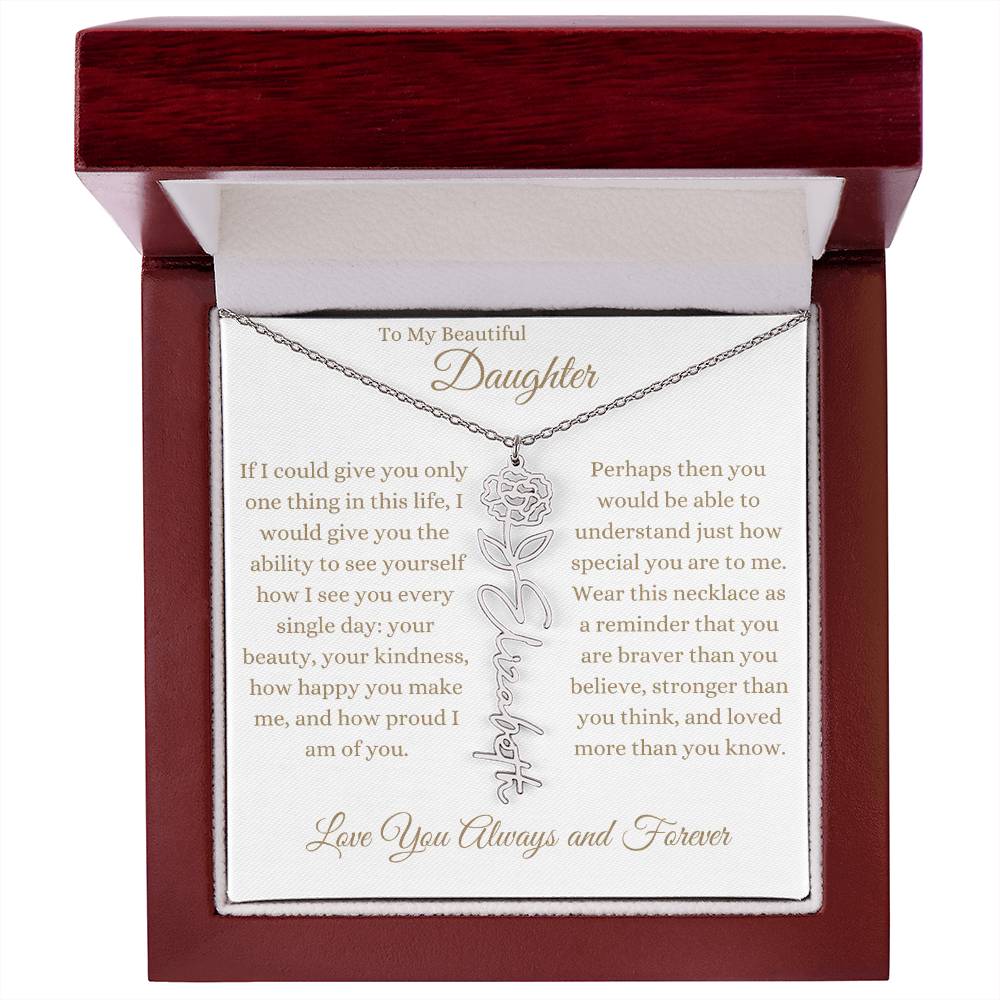 TO MY BEAUTIFUL DAUGHTER | Flower Name Necklace