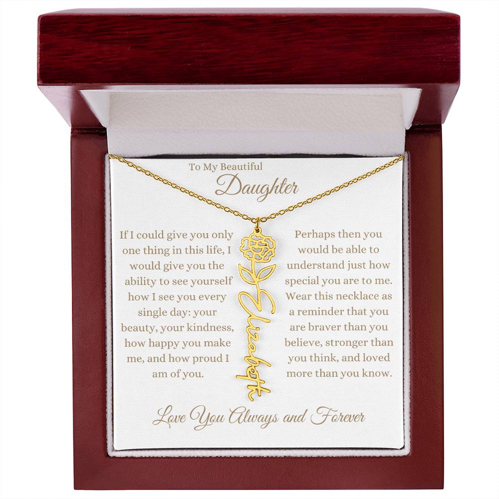 TO MY BEAUTIFUL DAUGHTER | Flower Name Necklace