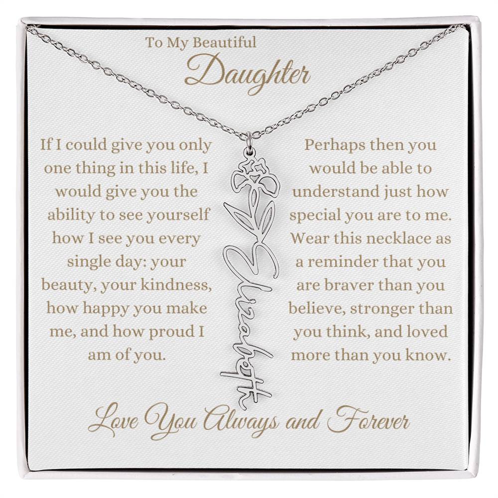TO MY BEAUTIFUL DAUGHTER | Flower Name Necklace