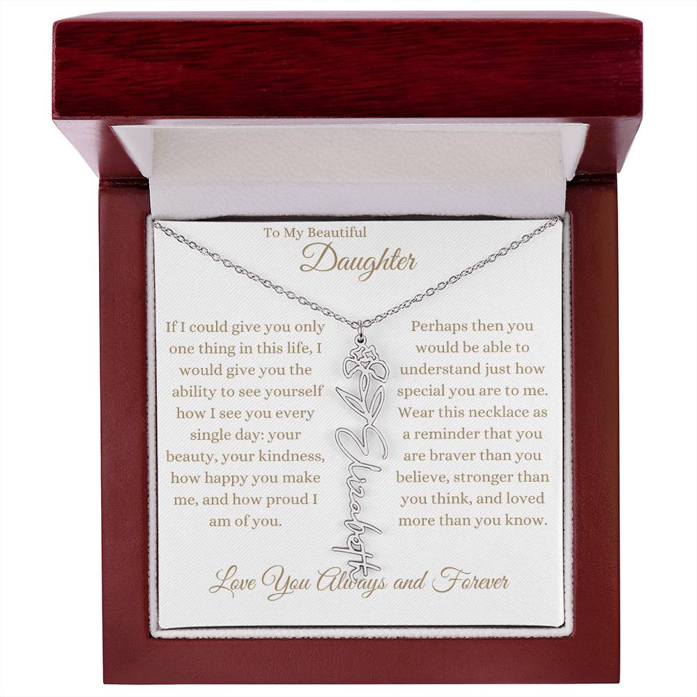 TO MY BEAUTIFUL DAUGHTER | Flower Name Necklace