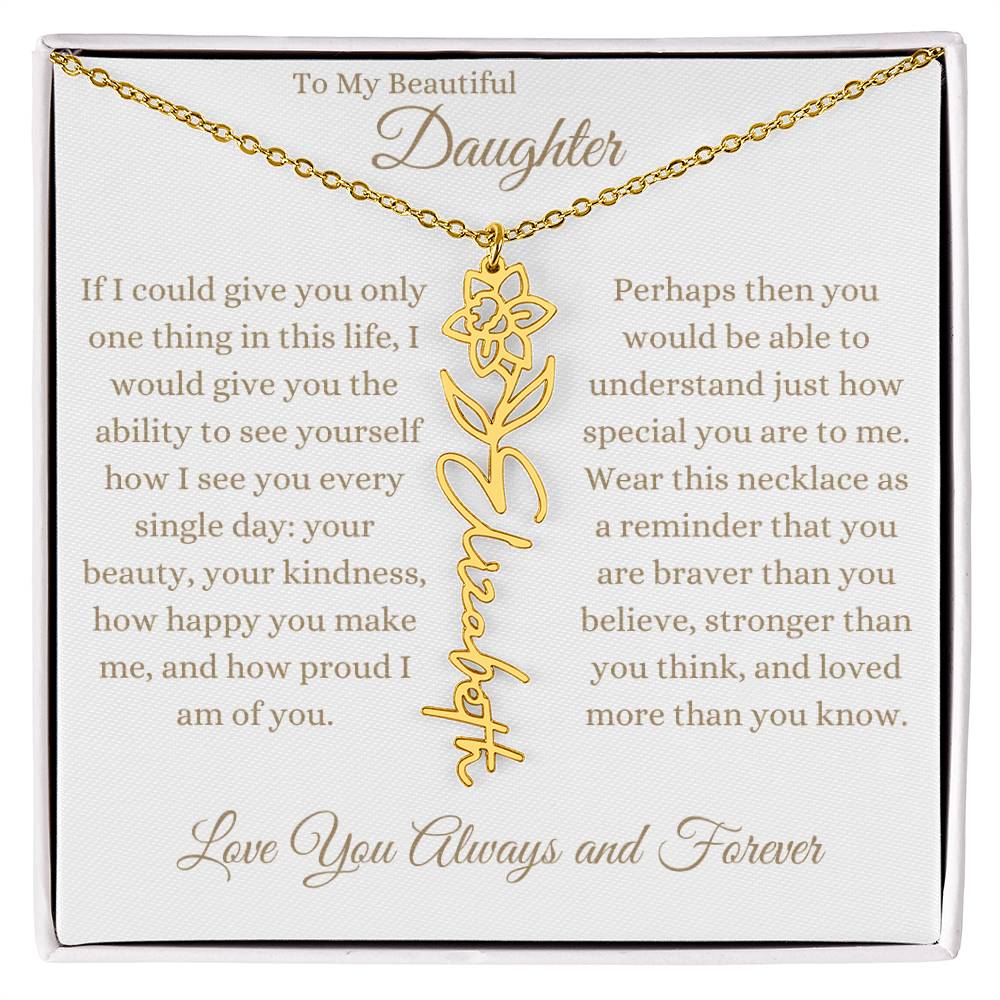 TO MY BEAUTIFUL DAUGHTER | Flower Name Necklace