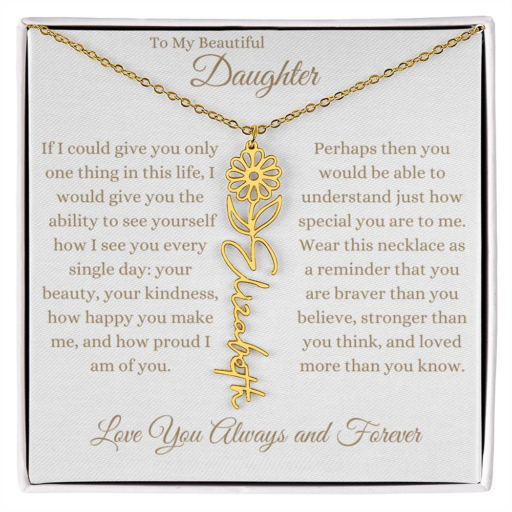 TO MY BEAUTIFUL DAUGHTER | Flower Name Necklace