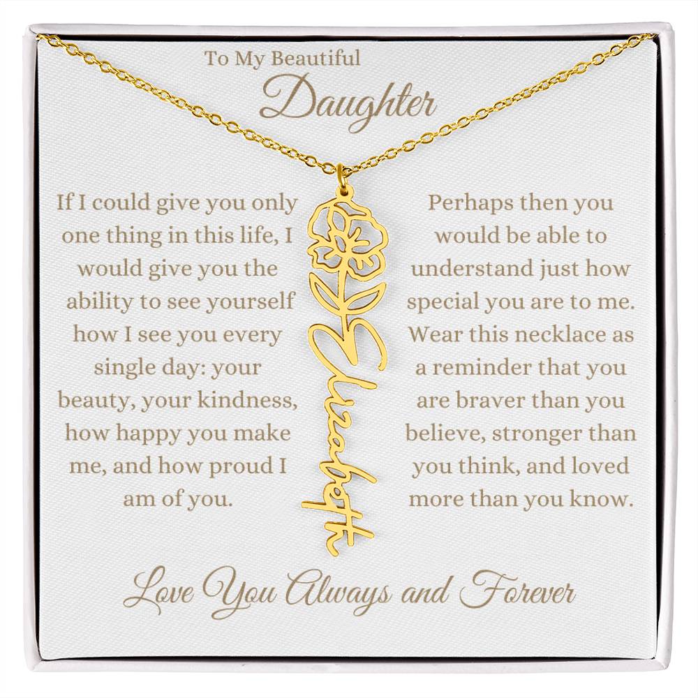 TO MY BEAUTIFUL DAUGHTER | Flower Name Necklace