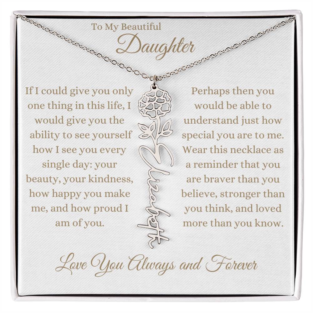 TO MY BEAUTIFUL DAUGHTER | Flower Name Necklace