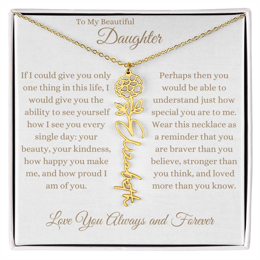 TO MY BEAUTIFUL DAUGHTER | Flower Name Necklace