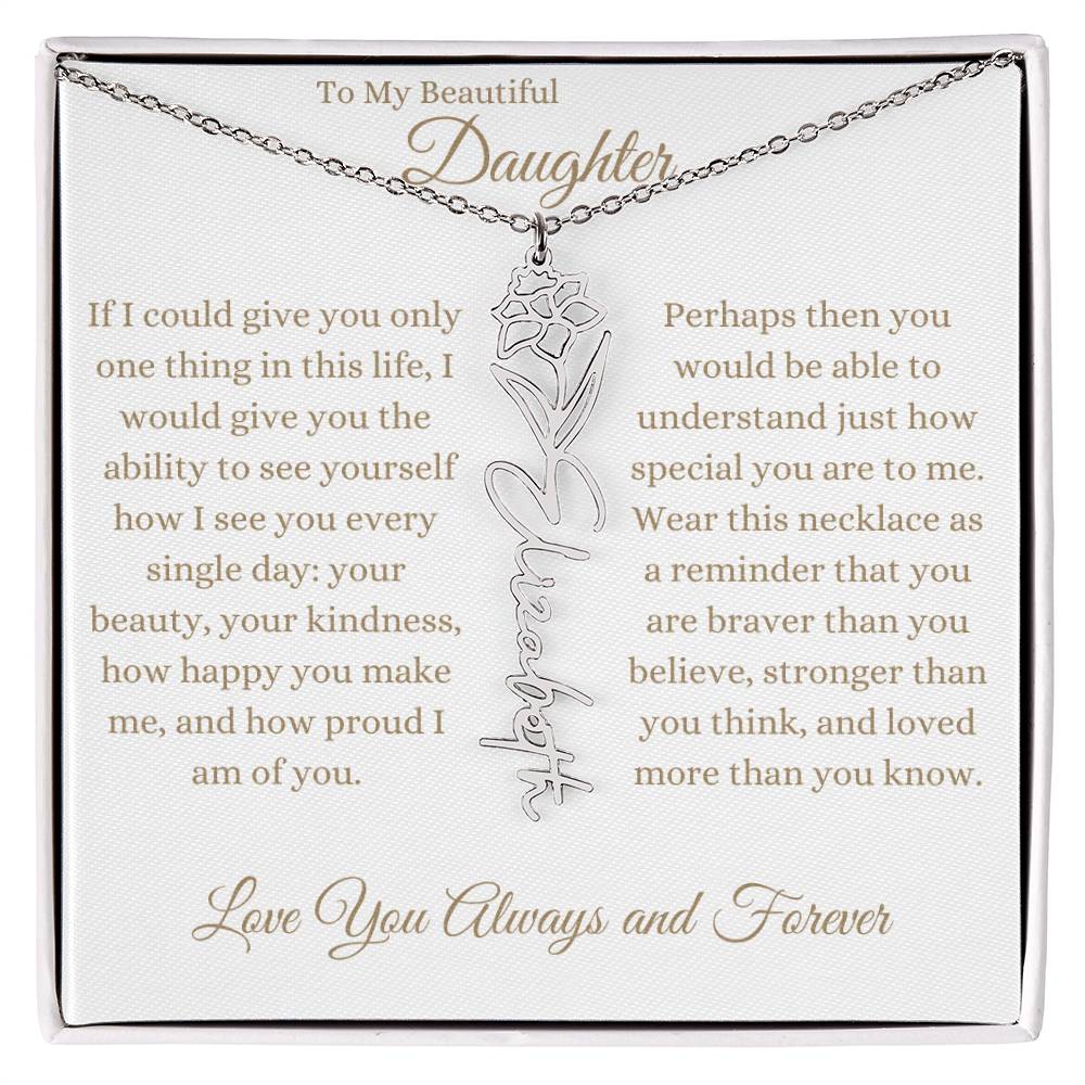 TO MY BEAUTIFUL DAUGHTER | Flower Name Necklace