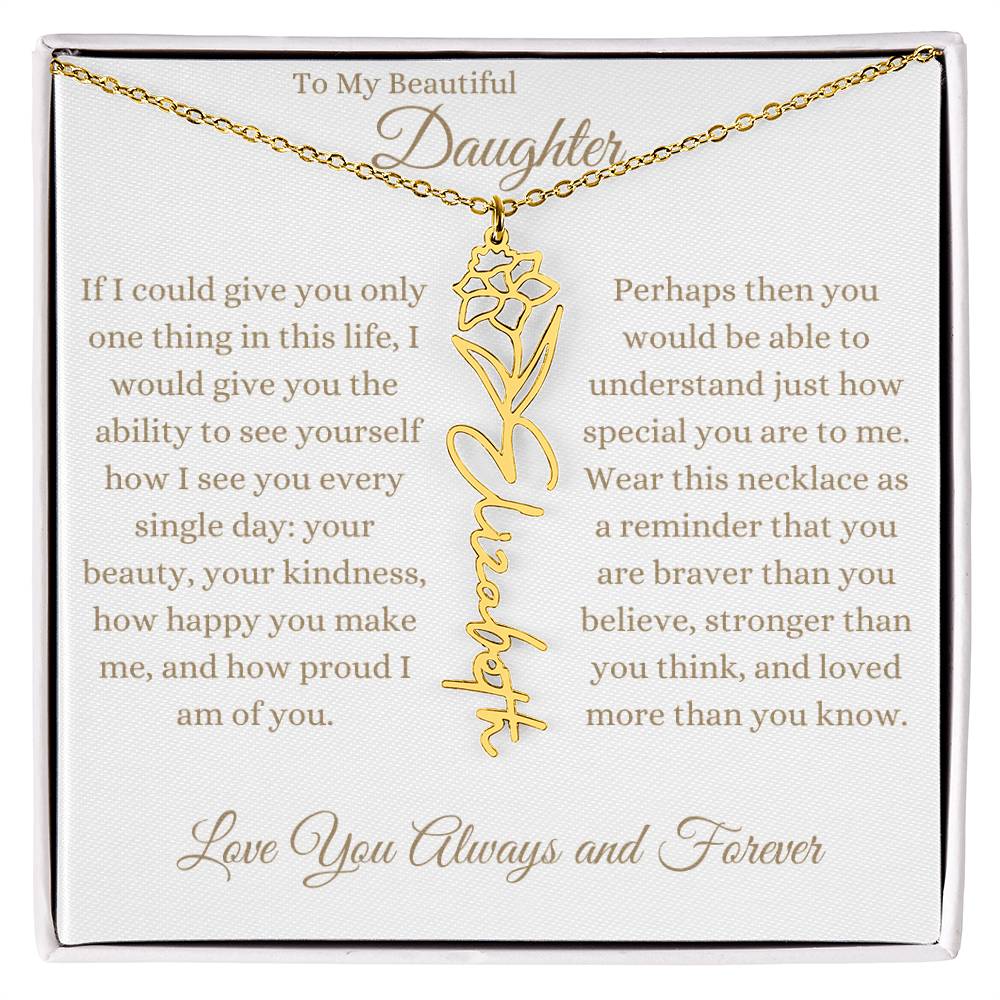 TO MY BEAUTIFUL DAUGHTER | Flower Name Necklace