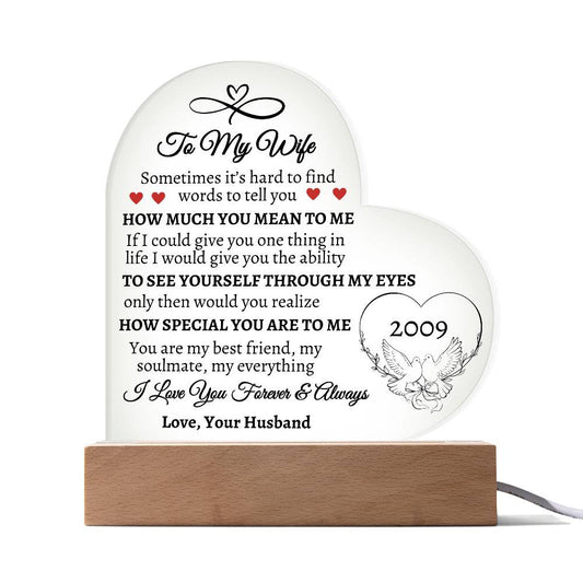 PERSONALIZED TO MY WIFE Acrylic Heart Plaque