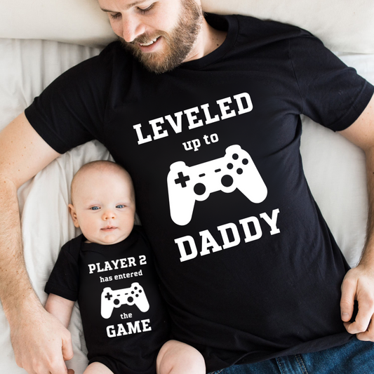 Leveled Up Daddy and Player Shirts