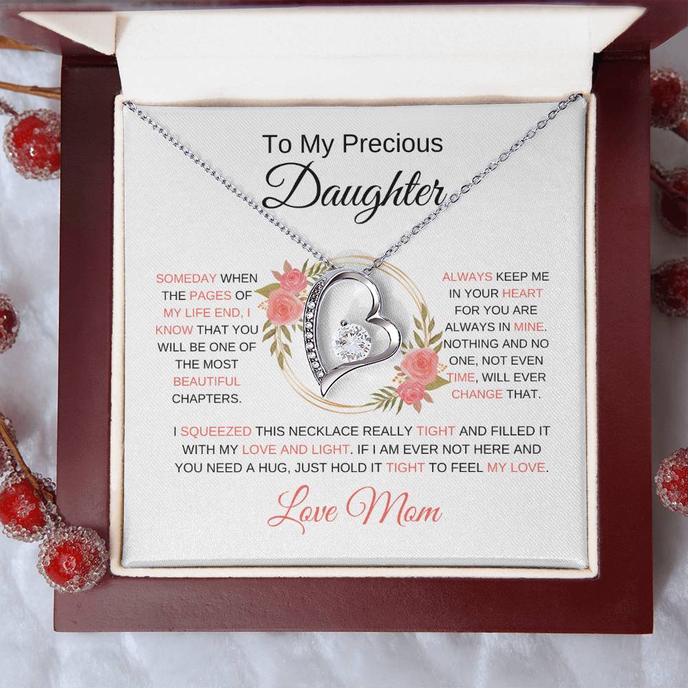 TO MY PRECIOUS DAUGHTER | Love Mom | Heart Necklace