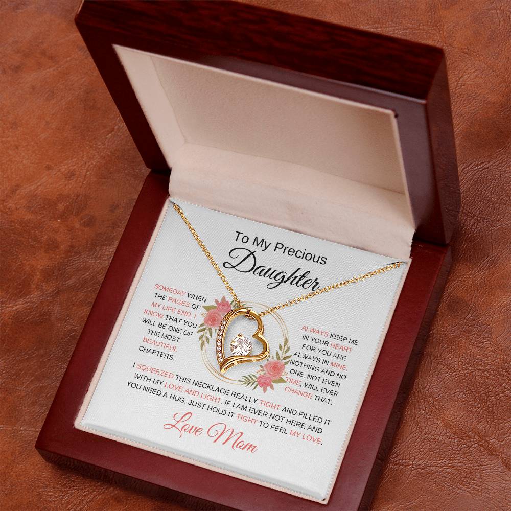 TO MY PRECIOUS DAUGHTER | Love Mom | Heart Necklace