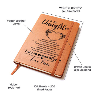 TO MY DAUGHTER HEART  | Love Mom | Leather Journal