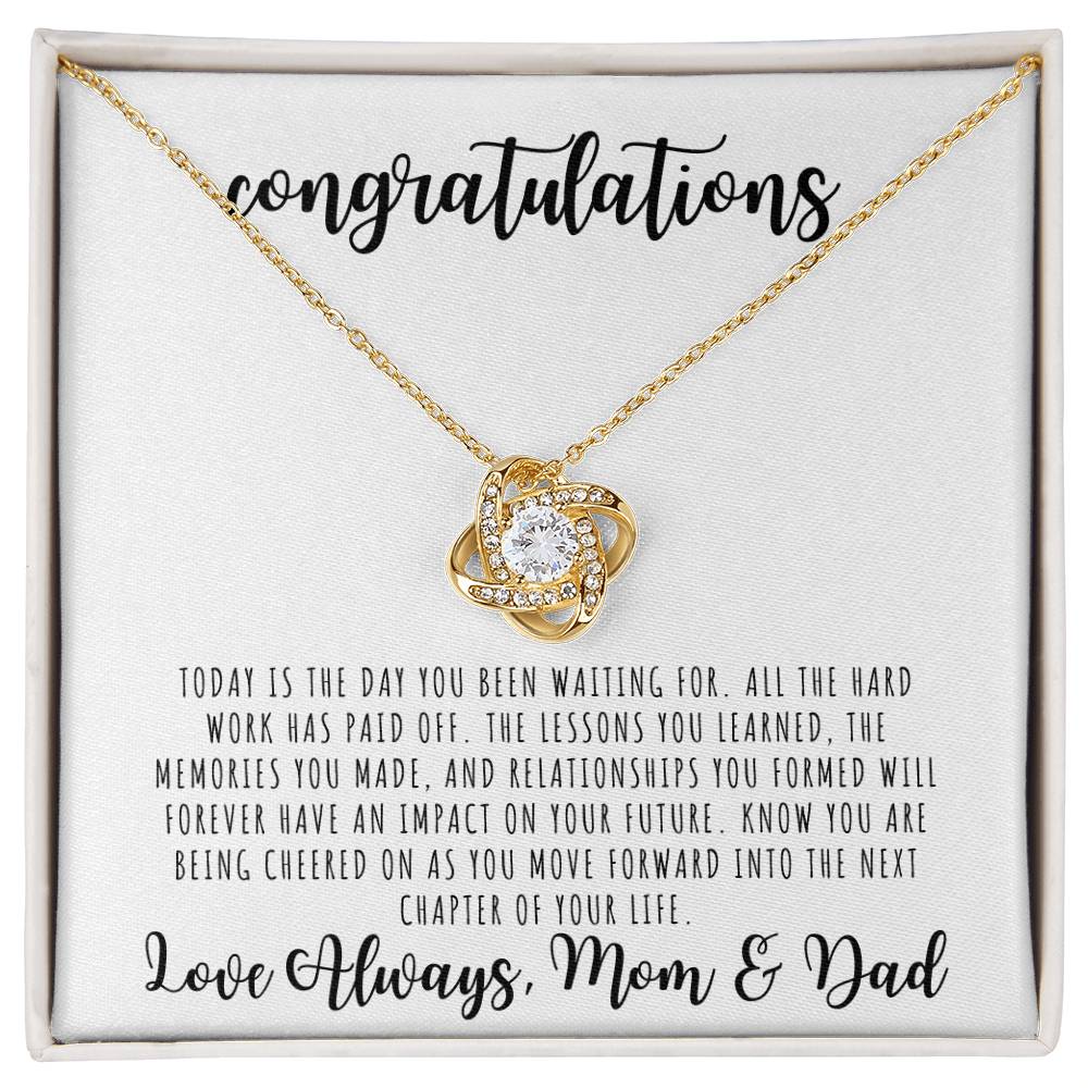 CONGRATULATIONS | Graduation Gift from Mom and Dad | Love Knot Necklace