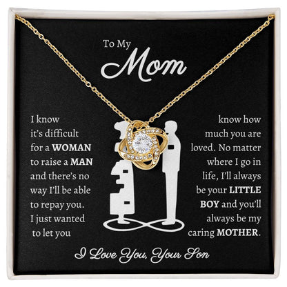 TO MY MOM | Woman Raise a Man | Black | Love Knot Necklace