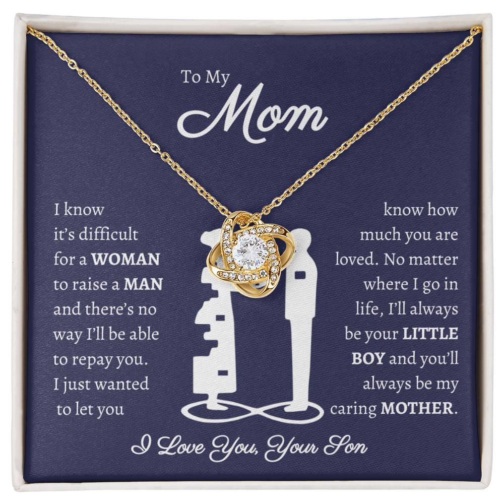 TO MY MOM | Woman Raise  a Man | Blue | Love Knot Necklace