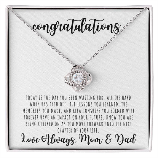 CONGRATULATIONS | Graduation Gift from Mom and Dad | Love Knot Necklace