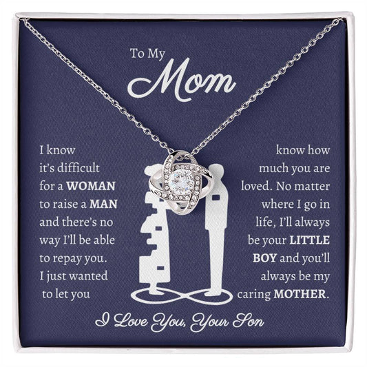 TO MY MOM | Woman Raise  a Man | Blue | Love Knot Necklace