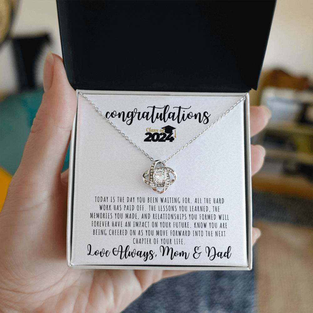 CONGRATULATIONS | Graduation Gift Class from Mom and Dad | Love Knot Necklace