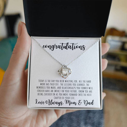 CONGRATULATIONS | Graduation Gift from Mom and Dad | Love Knot Necklace