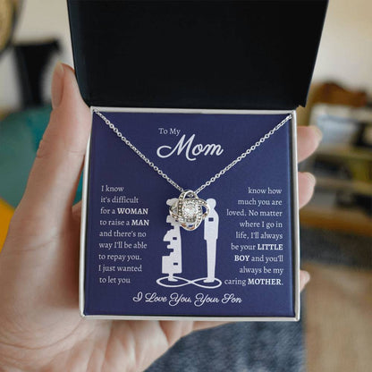 TO MY MOM | Woman Raise  a Man | Blue | Love Knot Necklace