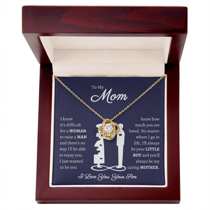TO MY MOM | Woman Raise  a Man | Blue | Love Knot Necklace