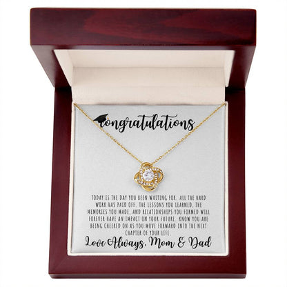 CONGRATULATIONS | Graduation Gift Hat from Mom and Dad | Love Knot Necklace
