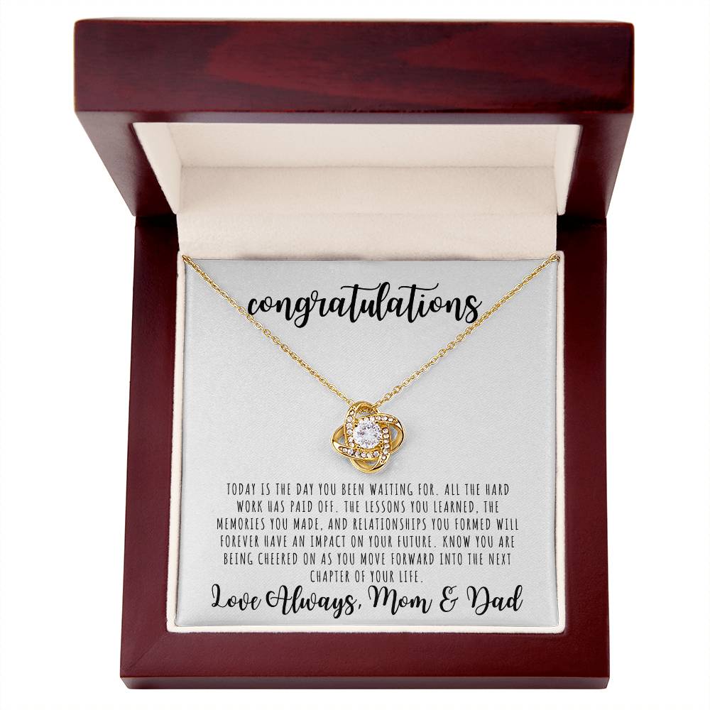 CONGRATULATIONS | Graduation Gift from Mom and Dad | Love Knot Necklace