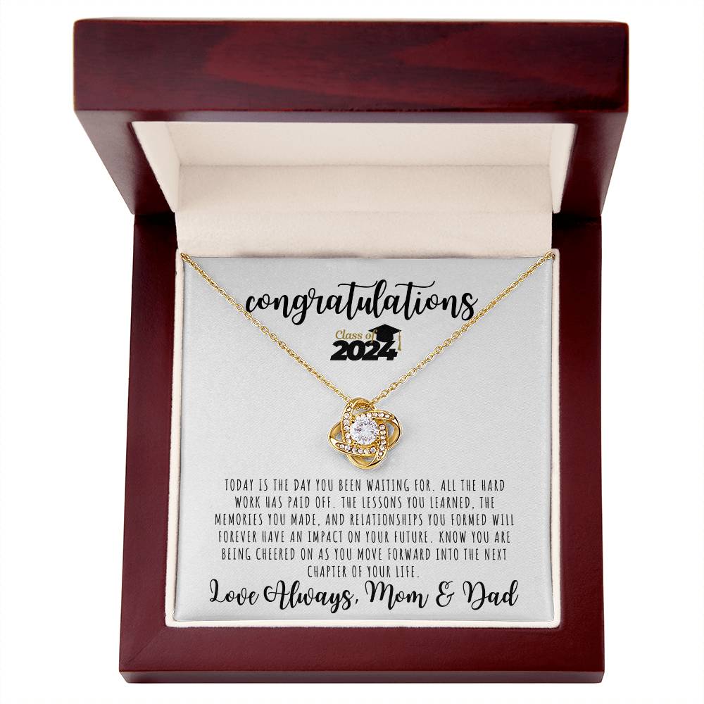 CONGRATULATIONS | Graduation Gift Class from Mom and Dad | Love Knot Necklace