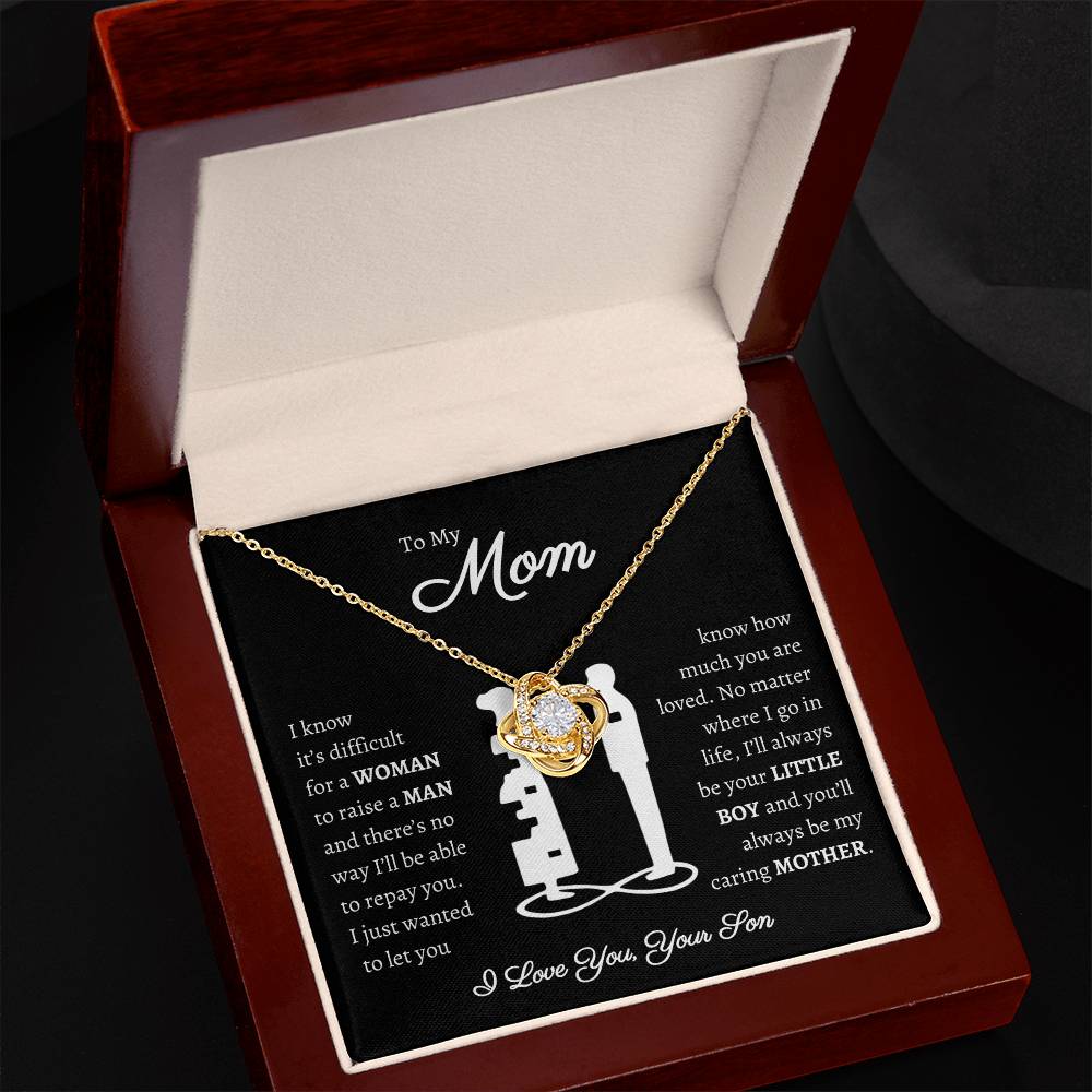 TO MY MOM | Woman Raise a Man | Black | Love Knot Necklace