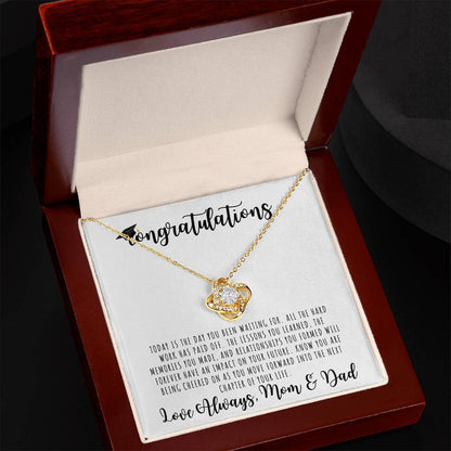 CONGRATULATIONS | Graduation Gift Hat from Mom and Dad | Love Knot Necklace