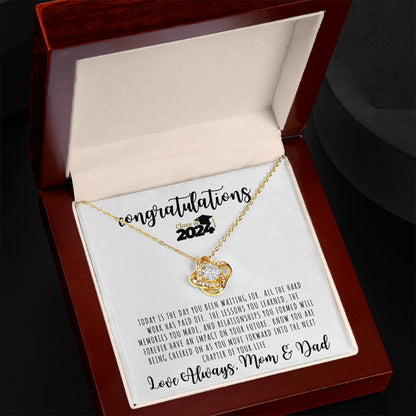 CONGRATULATIONS | Graduation Gift Class from Mom and Dad | Love Knot Necklace