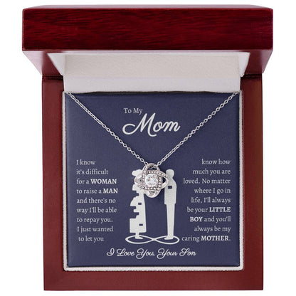 TO MY MOM | Woman Raise  a Man | Blue | Love Knot Necklace