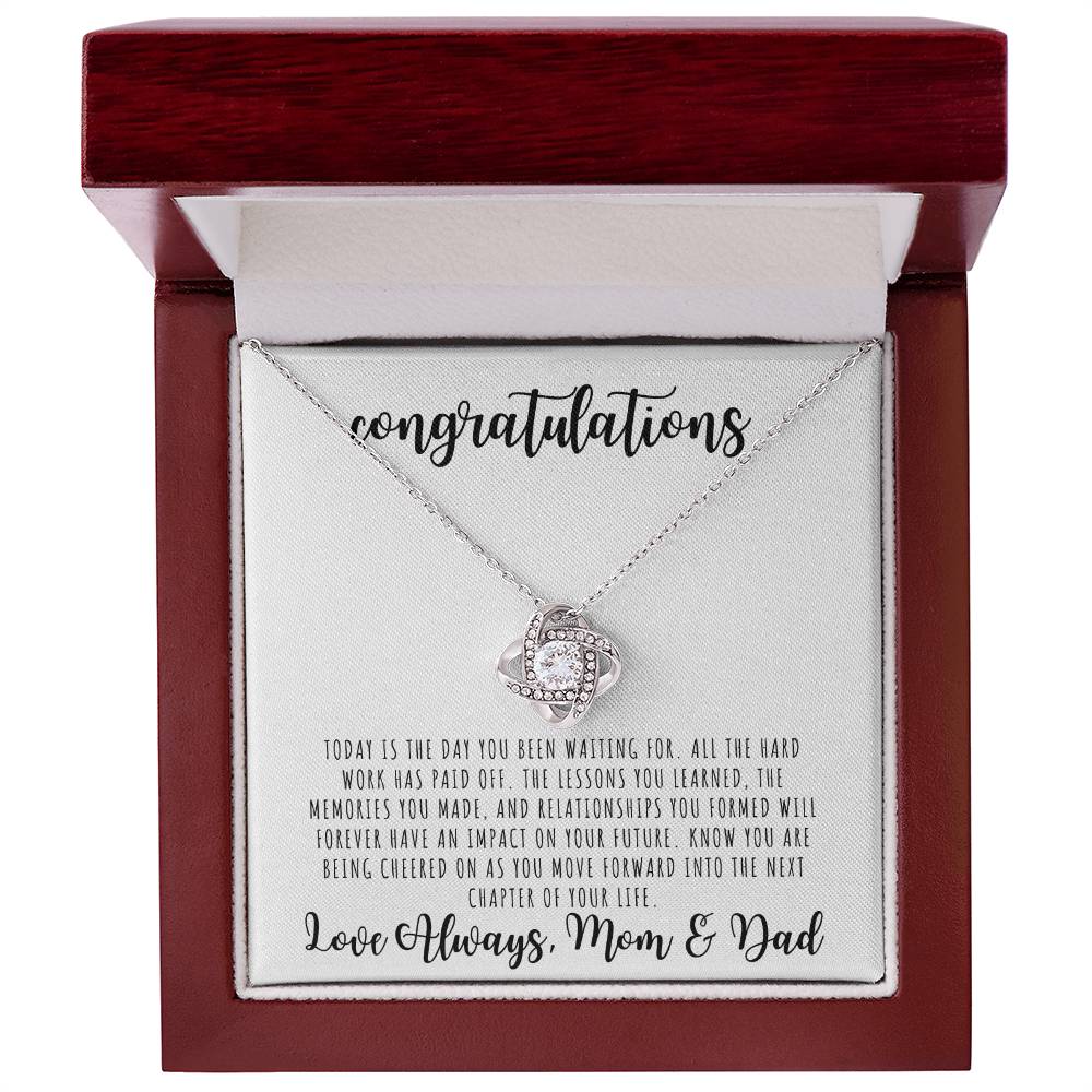 CONGRATULATIONS | Graduation Gift from Mom and Dad | Love Knot Necklace