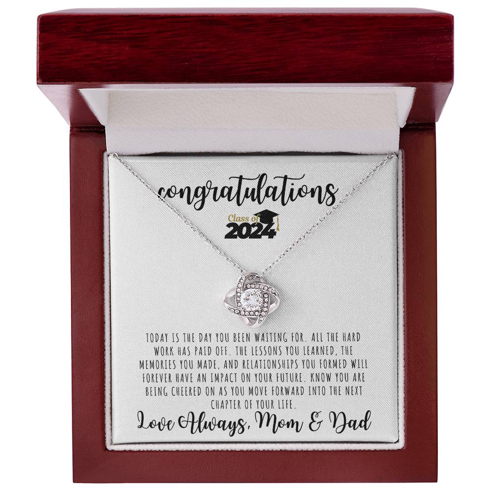 CONGRATULATIONS | Graduation Gift Class from Mom and Dad | Love Knot Necklace