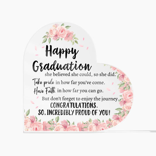 HAPPY GRADUATION | Heart acrylic Plaque