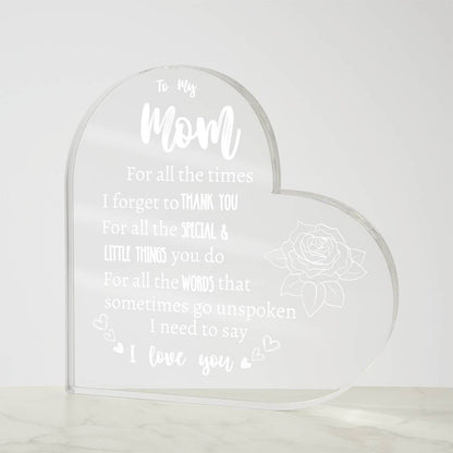 TO MY MOM | Rose Heart Acrylic