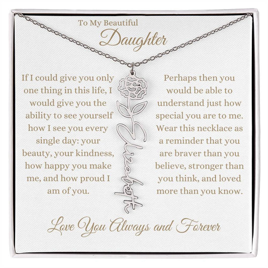 TO MY BEAUTIFUL DAUGHTER | Flower Name Necklace