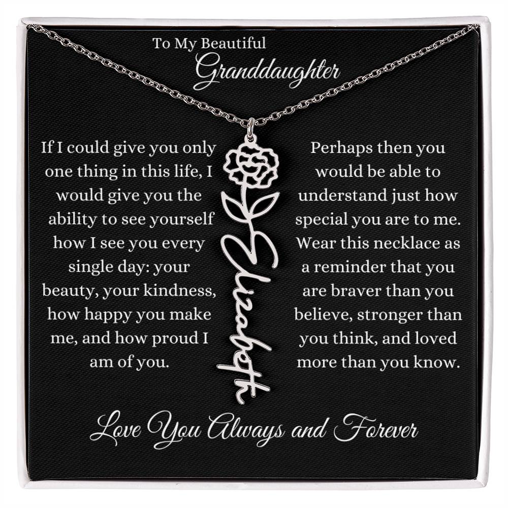 TO MY BEAUTIFUL GRANDDAUGHTER | Flower Name Necklace