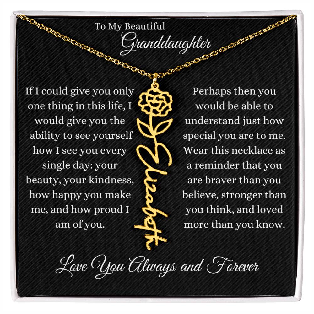 TO MY BEAUTIFUL GRANDDAUGHTER | Flower Name Necklace