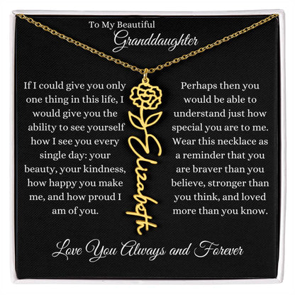 TO MY BEAUTIFUL GRANDDAUGHTER | Flower Name Necklace