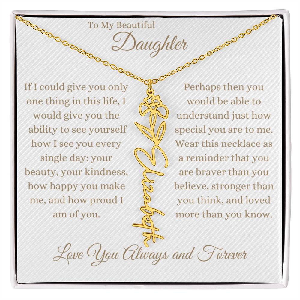 TO MY BEAUTIFUL DAUGHTER | Flower Name Necklace