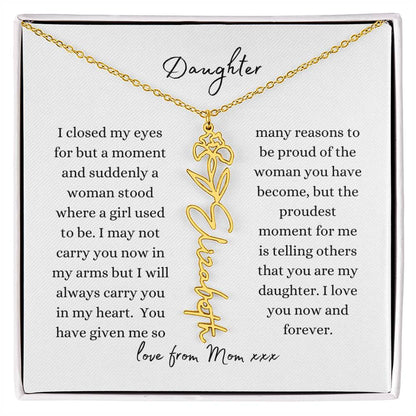 DAUGHTER LOVE MOM | Flower Name Necklace