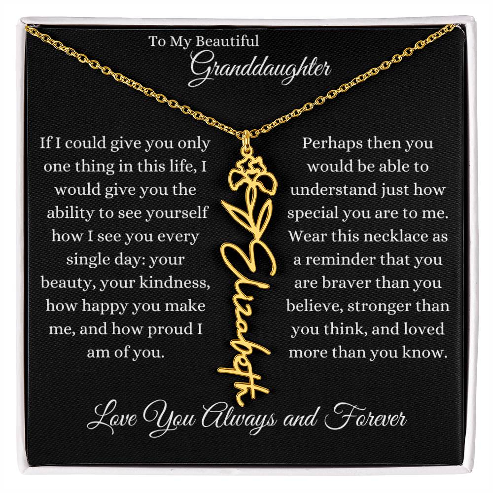 TO MY BEAUTIFUL GRANDDAUGHTER | Flower Name Necklace