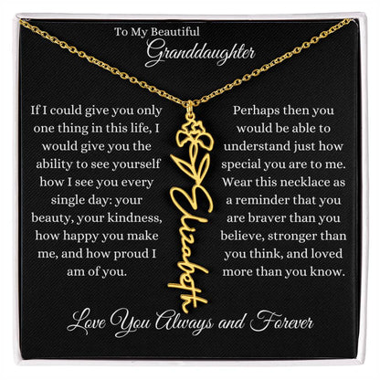 TO MY BEAUTIFUL GRANDDAUGHTER | Flower Name Necklace