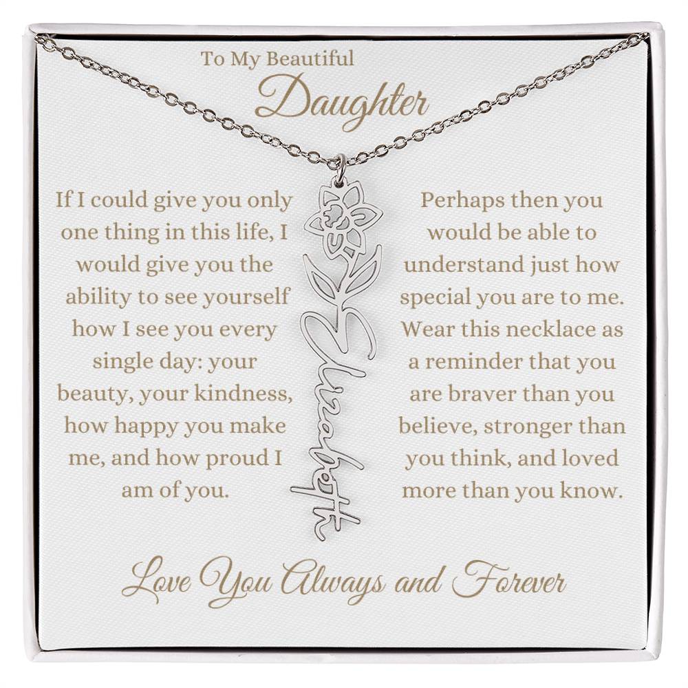 TO MY BEAUTIFUL DAUGHTER | Flower Name Necklace