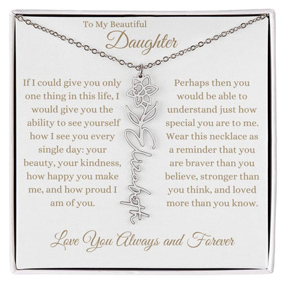 TO MY BEAUTIFUL DAUGHTER | Flower Name Necklace